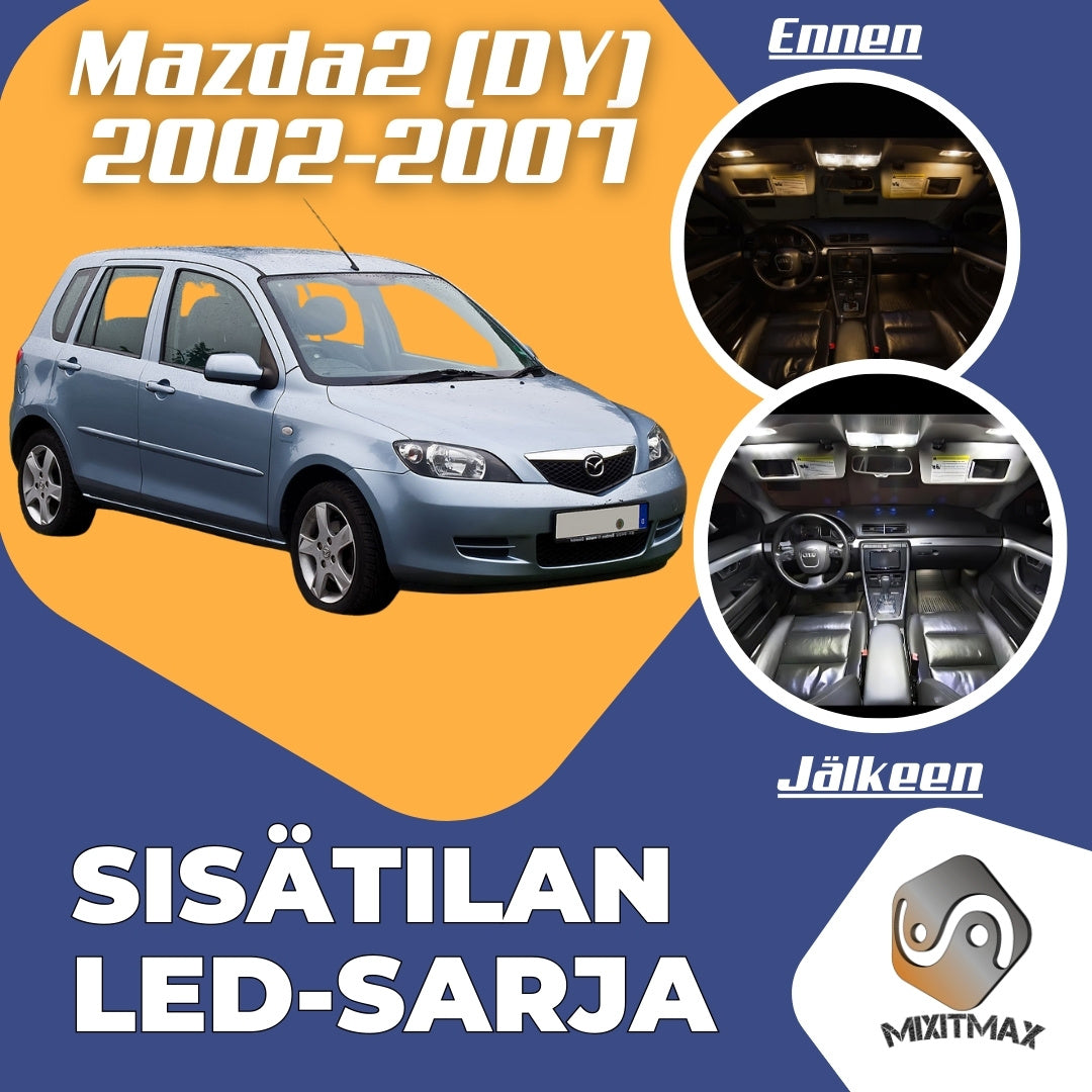 Mazda 2 MK1 Sis tilan LED sarja 4 Kpl Plug Play MixITMax mazda-2-mk1-sis-tilan-led-sarja-4-kpl-plug-play-mixitmax