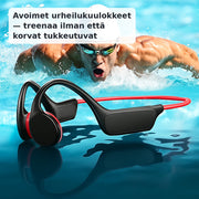 Langattomat urheilukuulokkeet niskasangalla — open-ear Bluetooth