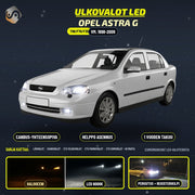 OPEL ASTRA G LED-päivityssarja ulkovaloihin (ajovalot, vilkut, sumuvalot, peruutusvalot)