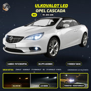 OPEL CASCADA 2013-2019 LED-päivityssarja ulkovaloihin (ajovalot, vilkut, sumuvalot, peruutusvalot)