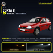 OPEL CORSA B LED-päivityssarja ulkovaloihin (ajovalot, vilkut, sumuvalot, peruutusvalot)