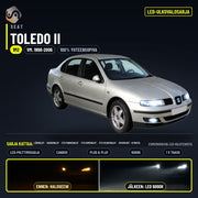 SEAT TOLEDO II 1998-2006 LED-päivityssarja ulkovaloihin (ajovalot, vilkut, sumuvalot, peruutusvalot)