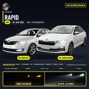 SKODA RAPID 2012-2019 LED-päivityssarja ulkovaloihin (ajovalot, vilkut, sumuvalot, peruutusvalot)