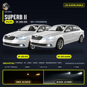SKODA SUPERB II LED-päivityssarja ulkovaloihin (ajovalot, vilkut, sumuvalot, peruutusvalot)