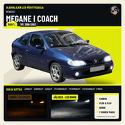 RENAULT MEGANE I Coach 1996-2003 LED-päivityssarja ulkovaloihin (ajovalot, vilkut, sumuvalot, peruutusvalot)