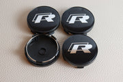 Volkswagen vannekeskiöt – R-line logo, Kromi-Musta – 60mm (4kpl sarja)