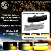 Land Rover Dynaamiset LED sivuvilkut aaltoefektillä ; Tumma/Kirkas kotelo (2kpl sarja)