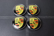 Porsche vannekeskiöt – Vakiologo, Kulta-Musta – 60mm (4kpl sarja)