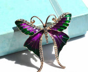 ALE Tyylikäs kultainen naisten rintakoru ; värikäs perhonen helmellä