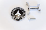 Mercedes-Benz Konepellin Lätkä Merkki ; Täysmusta Seppele ; 44mm (Pystytähden Tilalle)