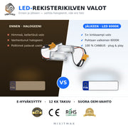 Volkswagen LED rekisterikilven valot — kirkkaan valkoinen 6000K (2kpl sarja)