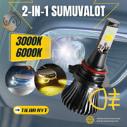 2-IN-1 LED Sumuvalot 3000K+6000K COB ; EI CANBUS (2kpl sarja)