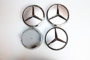 Mercedes-Benz vannekeskiöt – Kromitähti, Kromi-hopea – 60mm (4kpl sarja)