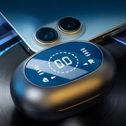 Open-ear kuulokkeet korvakoukulla — Bluetooth 5.4 + näyttökotelo (musta)