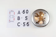 Peugeot Kromi-Hopeat 60mm Yleismalliset Vannekeskiöt (4kpl sarja)