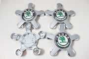 Skoda vannekeskiöt – 5-sakarainen tähti, vanha vihreä logo – 132,9mm (4kpl sarja)