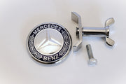 Mercedes-Benz Konepellin Lätkä Merkki ; Sininen Seppele ; 44mm (Pystytähden Tilalle)