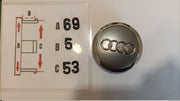 Audi Kromi-Harmaat 69mm Vannekeskiöt (4kpl sarja)