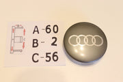 Audi Harmaat 60mm Vannekeskiöt (4kpl sarja)
