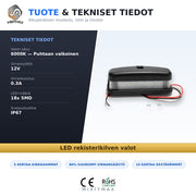 Land Rover Defender / Series LED rekisterikilven valot — kirkkaan valkoinen 6000K (2kpl sarja)