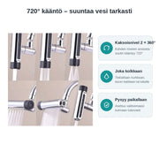 720° Keittiöhanan Aeraattori – 6 Vesisuihkutilaa, Vesiroiske-esto, Vedensäästö