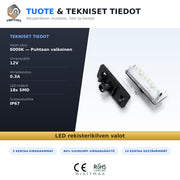Toyota / Lexus LED rekisterikilven valot — kirkkaan valkoinen 6000K (2kpl sarja)