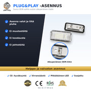 Mini ( R50 / R52 / R53 / R56 / R57 / R58 / R59 ) LED rekisterikilven valot — kirkkaan valkoinen 6000K (2kpl sarja)
