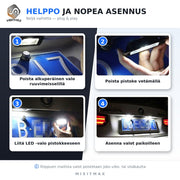 Nissan LED rekisterikilven valot — kirkkaan valkoinen 6000K (2kpl sarja)