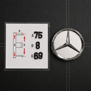 Mercedes-Benz Hopeiset vanteiden keskikupit / 75mm (4kpl sarja)