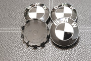 BMW Vanteiden Keskikupit / Musta-Valkoiset / 56mm (4kpl sarja)