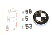 BMW Vanteiden Keskikupit / Musta-Valkoiset / 56mm (4kpl sarja)