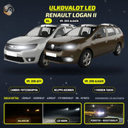 RENAULT LOGAN II 2013--> LED-päivityssarja ulkovaloihin (ajovalot, vilkut, sumuvalot, peruutusvalot)