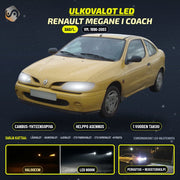 RENAULT MEGANE I Coach 1996-2003 LED-päivityssarja ulkovaloihin (ajovalot, vilkut, sumuvalot, peruutusvalot)