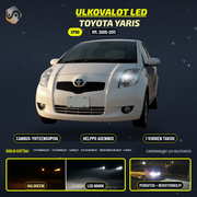 TOYOTA YARIS (XP90) 2005-2011 LED-päivityssarja ulkovaloihin (ajovalot, vilkut, sumuvalot, peruutusvalot)