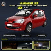 RENAULT MODUS / GRAND MODUS 2004--> LED-päivityssarja ulkovaloihin (ajovalot, vilkut, sumuvalot, peruutusvalot)