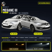 RENAULT MEGANE III LED-päivityssarja ulkovaloihin (ajovalot, vilkut, sumuvalot, peruutusvalot)
