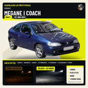RENAULT MEGANE I Coach 1996-2003 LED-päivityssarja ulkovaloihin (ajovalot, vilkut, sumuvalot, peruutusvalot)
