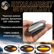 Peugeot / Citroen Dynaamiset LED sivuvilkut aaltoefektillä ; Tumma/Kirkas kotelo (2kpl sarja)