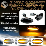 Opel Agila / Fiat Sedici Dynaamiset LED sivuvilkut aaltoefektillä ; Tumma/Kirkas kotelo