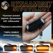Audi Dynaamiset LED aaltoefekti sivuvilkut ; Tumma/Kirkas kotelo (2kpl sarja)