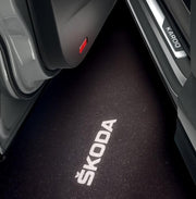 Skoda logolliset projektorivalot oviin ; 2kpl sarja
