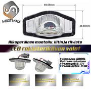 Honda LED rekisterikilven valot — kirkkaan valkoinen 6000K (2kpl sarja)