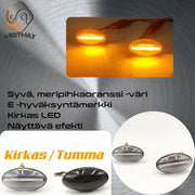 Mini R50 / R52 / R53 Dynaamiset LED sivuvilkut aaltoefektillä ; Tumma/Kirkas kotelo (2kpl sarja)