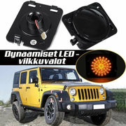 Jeep Wrangler Dynaamiset LED sivuvilkut aaltoefektillä ; Tumma/Kirkas kotelo (2kpl sarja)