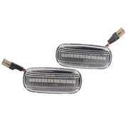 Audi Dynaamiset LED aaltoefekti sivuvilkut ; Tumma/Kirkas kotelo (2kpl sarja)
