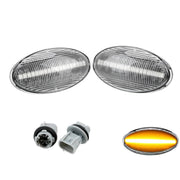 Opel Agila / Fiat Sedici Dynaamiset LED sivuvilkut aaltoefektillä ; Tumma/Kirkas kotelo (2kpl sarja)