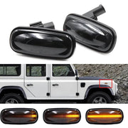 Land Rover Dynaamiset LED aaltoefekti sivuvilkut ; Tumma/Kirkas kotelo (2kpl sarja)