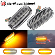 Audi Dynaamiset LED aaltoefekti sivuvilkut ; Tumma/Kirkas kotelo (2kpl sarja)