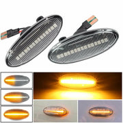 Nissan Aaltoeffekti dynaamiset LED sivuvilkut ; Tumma/Kirkas kotelo (2kpl sarja)