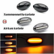 Peugeot / Citroen Dynaamiset LED sivuvilkut aaltoefektillä ; Tumma/Kirkas kotelo (2kpl sarja)